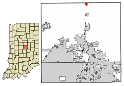 Location of Atlanta in Hamilton County, Indiana.