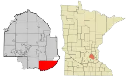 Location of Bloomington within Hennepin County, Minnesota