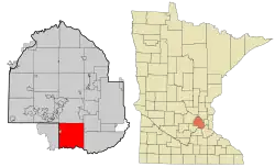 Location of Eden Prairie within Hennepin County, Minnesota