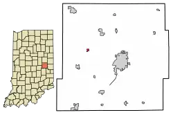 Location of Cadiz in Henry County, Indiana.