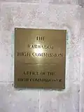 Plaque outside the High Commission