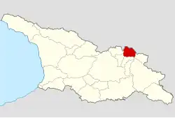 Map highlighting the historical region of Khevsureti in Georgia