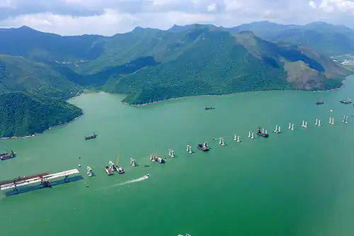 Hong Kong section under construction in 2015 off the coast of Lantau Island