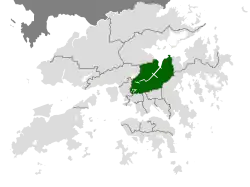 Location of Sha Tin District within Hong Kong