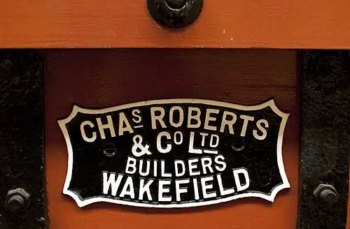 Charles Roberts & Co. builders plate on preserved wagon
