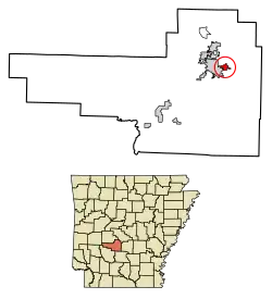 Location of Perla in Hot Spring County, Arkansas.