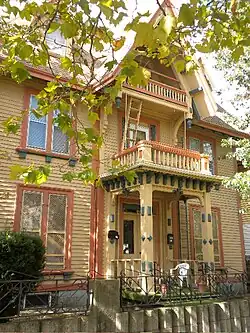 Nicholas Countryman House, 622 Howard Ave. (1866), Rufus G. Russell, with early influence of Gothic Stick style.