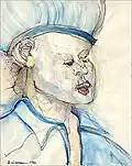 Poet #1: Watercolor and ink on paper, 11" x 14", 1998