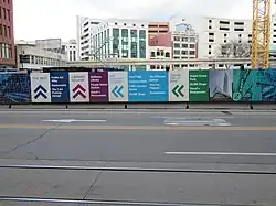 Project barrier displaying nearby points of interest