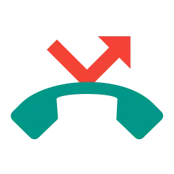 A blue phone handset icon lying horizontally in the center of the image with a reddish-orange arrow, the head at the left, bouncing diagonally off the top