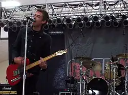 Justin Mauriello performing during a sound check in 2008