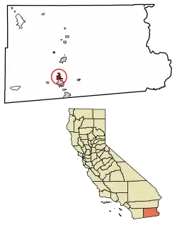 Location of Imperial in Imperial County, California.