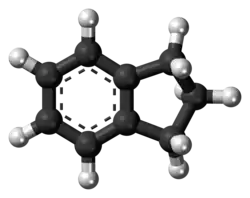 Ball-and-stick model of the indane molecule