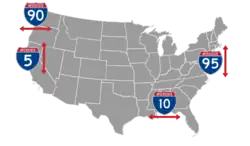 Odd numbers run north–south with numbers increasing from west to east, while even numbers run east–west with numbers increasing from south to north.