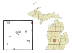 Location of Hubbardston, Michigan
