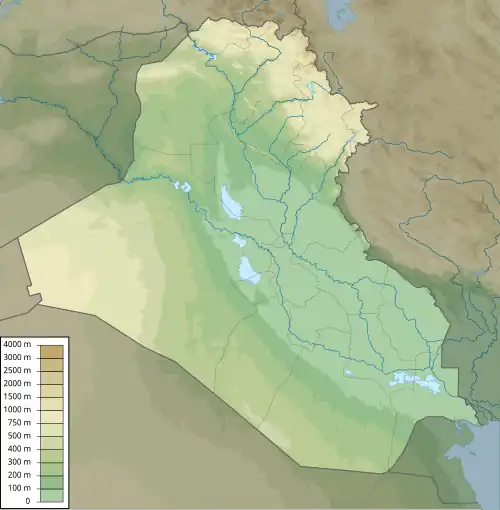 Babylon lies near the center of Iraq