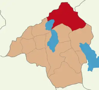 Map showing Yalvaç District in Isparta Province