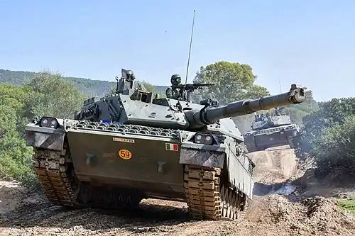 Ariete tank during manoeuvres.