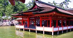 The buildings that make up the shrine itself are also built in the water.