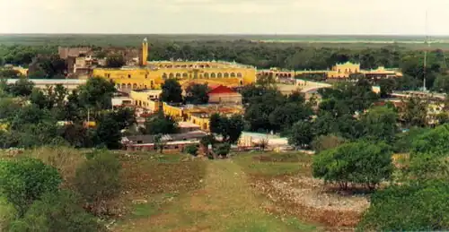 Convent as viewed from atop Kinich Kak Mo pyramid