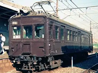 A KuMoHa 12 car on the Ōkawa Branch Line in 1992