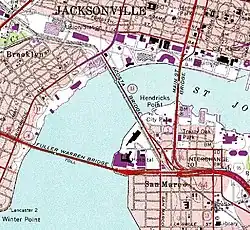 A 1992 map of the Main Street Bridge (the east one)