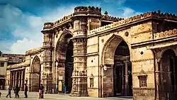 Jama Mosque, Ahmedabad (the upper parts of the minarets at the entrance now lost).