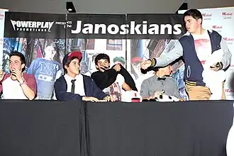 The Janoskians in 2012. From left: Daniel Sahyounie, Beau Brooks, Luke Brooks, Jai Brooks, James Yammouni.