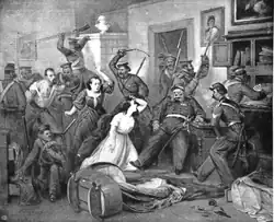 Russian soldiers looting a Polish manor