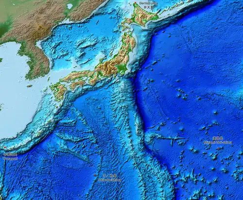 Image 66Relief map of the land and the seabed of Japan. It shows the surface and underwater terrain of the Japanese archipelago. (from Geography of Japan)