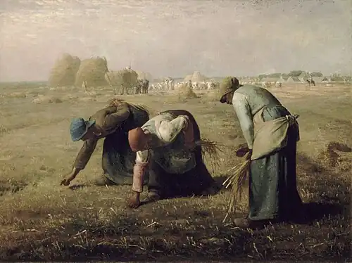 The Gleaners; by Jean-François Millet; 1857; oil on canvas; 0.84 x 1.12 m; Musée d'Orsay[221]