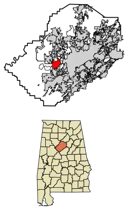 Location of Pleasant Grove in Jefferson County, Alabama