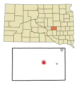 Location in Jerauld County and the state of South Dakota