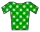 A green with white dots jersey