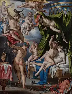 Utrecht – Joachim Wtewael, Venus and Mars surprised by Vulcan, 1601, 21 x 16 cm on copper.