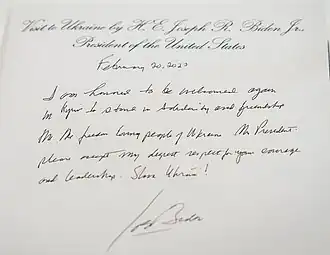 Biden's message ending in "Slava Ukraini!"