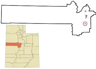 Location in Juab County and the state of Utah