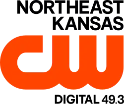 The CW logo in orange. Above, on two lines, the words Northeast and Kansas in black, and below in smaller text, Digital 49.3, all right-aligned.