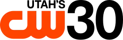 The CW logo, an orange thick logo with the letters C and W connected, in the lower left. Above it, right-aligned, is the word "Utah's" capitalized in a sans serif. To the right of both, full-height, is a sans-serif numeral 30.