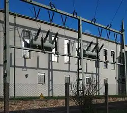 110 kV bushings in a building wall