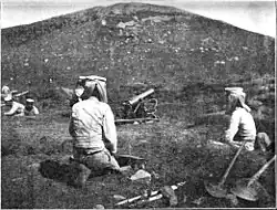 Japanese troops using a mortar during the Russo-Japanese War