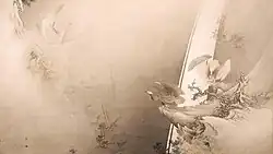 Hawks in a Ravine; Meiji Era, c. 1885. Ink on paper, w165.7 × h93.2 cm.[2] Boston Museum of Fine Arts