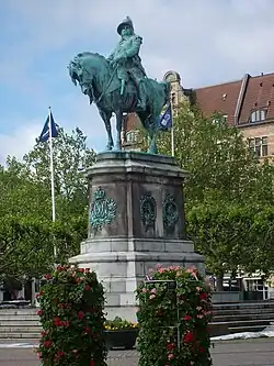 Equestrian statue of Charles X Gustav by John Börjeson