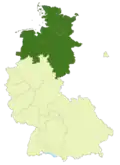 Map of Germany:Position of the Oberliga Nord highlighted