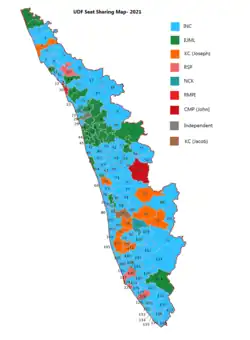 UDF's seat sharing map for the 2021 Kerala Legislative Assembly election