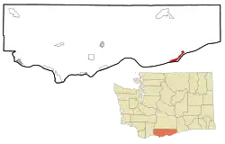 Location of Roosevelt in Klickitat County, Washington