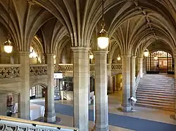 Lobby of the eastern wing of the building, with Gothic fan vaults