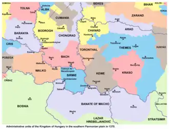 Bach and Bodrogh counties in the 14th century