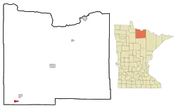 Location of the city of Northome within Koochiching County, Minnesota