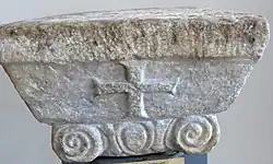 Byzantine Ionic capital from Dyrrachium (Durrës) in the National Museum of Medieval Art (Korçë, Albania)